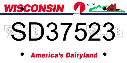 SD37523 Wisconsin License Plate