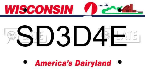 SD3D4E Wisconsin License Plate