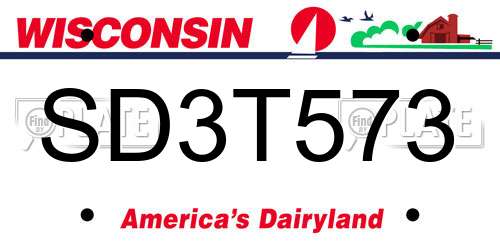 SD3T573 Wisconsin License Plate