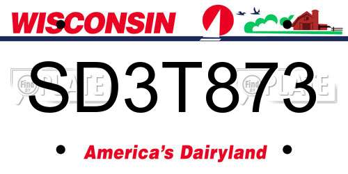 SD3T873 Wisconsin License Plate