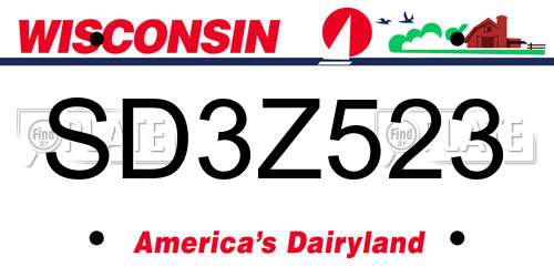 SD3Z523 Wisconsin License Plate