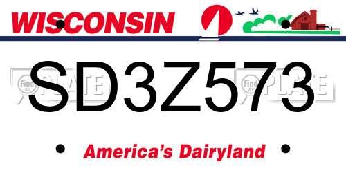 SD3Z573 Wisconsin License Plate