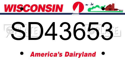 SD43653 Wisconsin License Plate