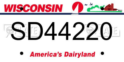SD44220 Wisconsin License Plate
