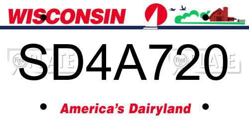 SD4A720 Wisconsin License Plate
