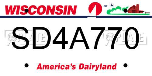 SD4A770 Wisconsin License Plate