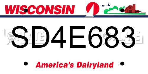SD4E683 Wisconsin License Plate