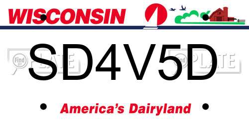 SD4V5D Wisconsin License Plate
