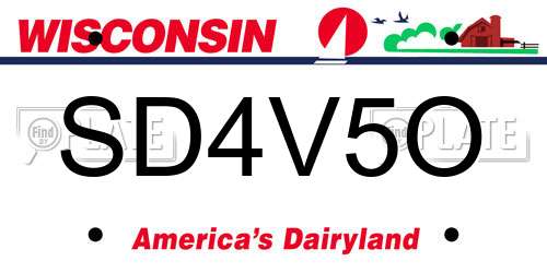 SD4V5O Wisconsin License Plate