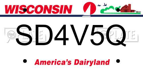 SD4V5Q Wisconsin License Plate