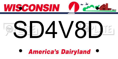 SD4V8D Wisconsin License Plate