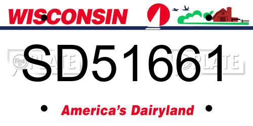 SD51661 Wisconsin License Plate