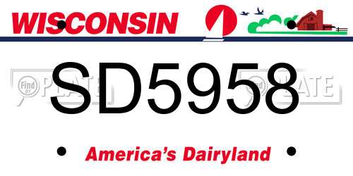 SD5958 Wisconsin License Plate