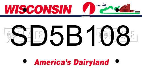 SD5B108 Wisconsin License Plate
