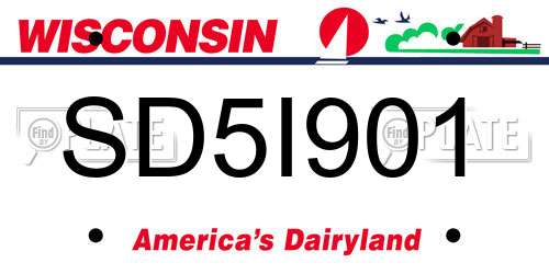 SD5I901 Wisconsin License Plate