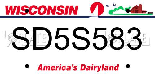 SD5S583 Wisconsin License Plate