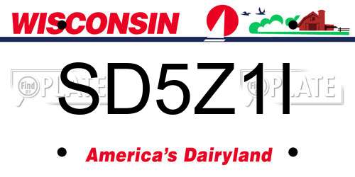 SD5Z1I Wisconsin License Plate
