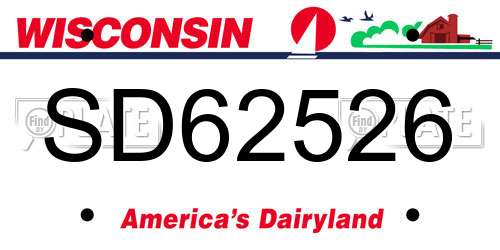SD62526 Wisconsin License Plate