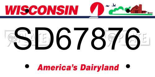 SD67876 Wisconsin License Plate