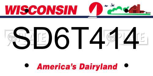 SD6T414 Wisconsin License Plate