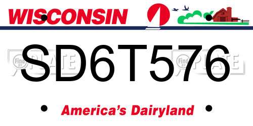 SD6T576 Wisconsin License Plate