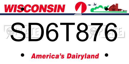 SD6T876 Wisconsin License Plate