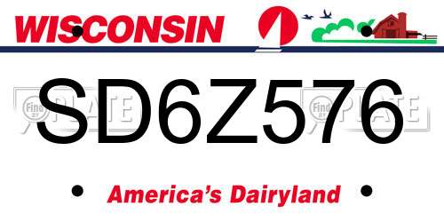 SD6Z576 Wisconsin License Plate