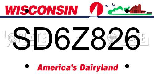 SD6Z826 Wisconsin License Plate