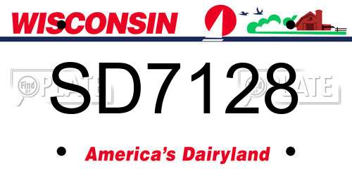 SD7128 Wisconsin License Plate