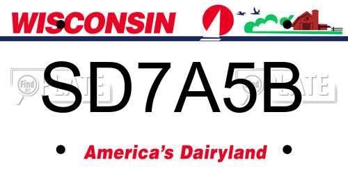 SD7A5B Wisconsin License Plate