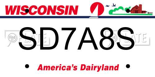 SD7A8S Wisconsin License Plate