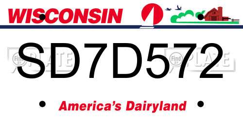 SD7D572 Wisconsin License Plate
