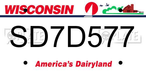 SD7D577 Wisconsin License Plate