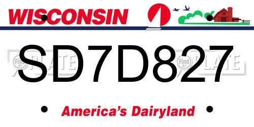 SD7D827 Wisconsin License Plate