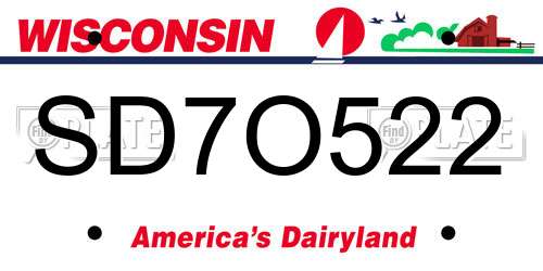SD7O522 Wisconsin License Plate