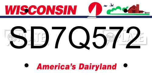 SD7Q572 Wisconsin License Plate