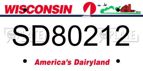SD80212 Wisconsin License Plate