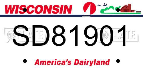SD81901 Wisconsin License Plate