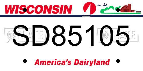 SD85105 Wisconsin License Plate