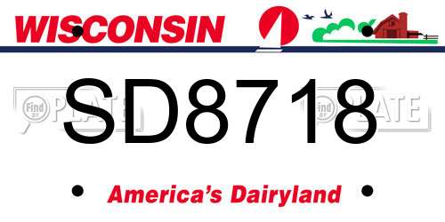 SD8718 Wisconsin License Plate