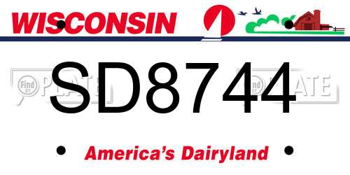 SD8744 Wisconsin License Plate