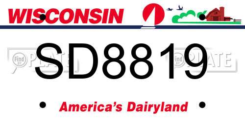 SD8819 Wisconsin License Plate
