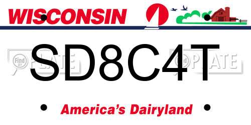 SD8C4T Wisconsin License Plate