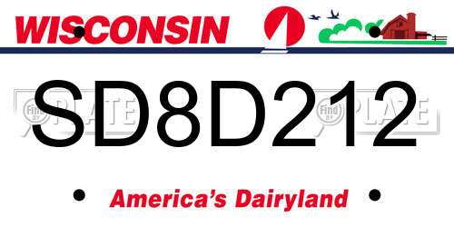 SD8D212 Wisconsin License Plate