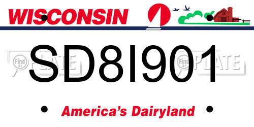SD8I901 Wisconsin License Plate