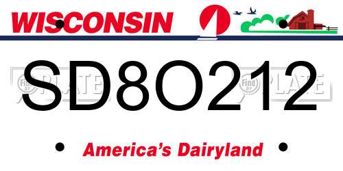 SD8O212 Wisconsin License Plate