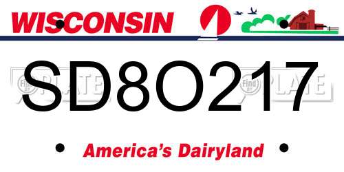 SD8O217 Wisconsin License Plate