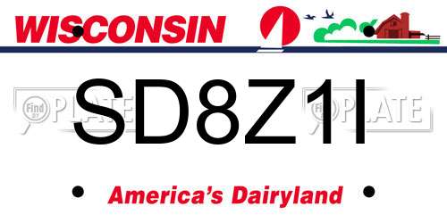 SD8Z1I Wisconsin License Plate