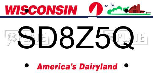SD8Z5Q Wisconsin License Plate