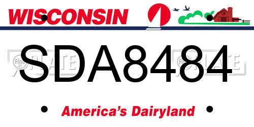 SDA8484 Wisconsin License Plate